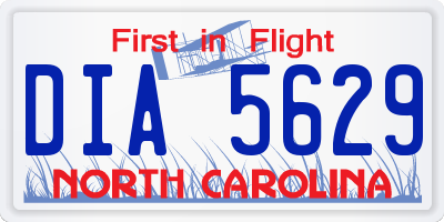 NC license plate DIA5629