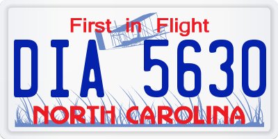 NC license plate DIA5630