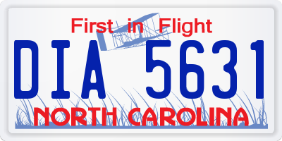 NC license plate DIA5631