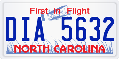 NC license plate DIA5632