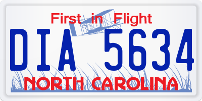 NC license plate DIA5634