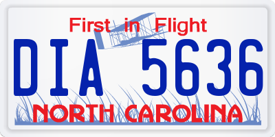 NC license plate DIA5636