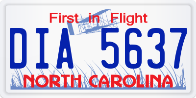 NC license plate DIA5637