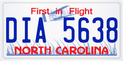 NC license plate DIA5638