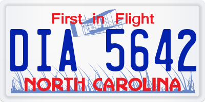 NC license plate DIA5642