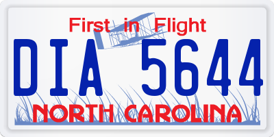 NC license plate DIA5644
