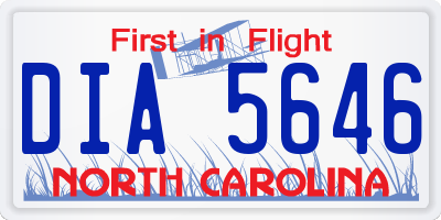 NC license plate DIA5646