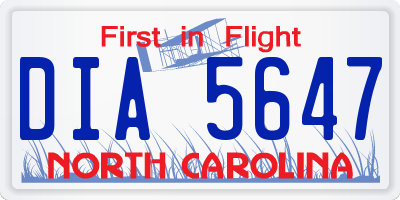 NC license plate DIA5647