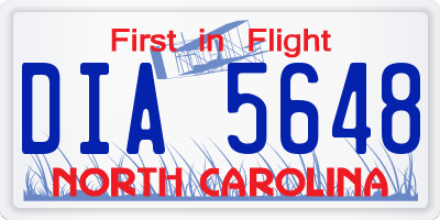 NC license plate DIA5648