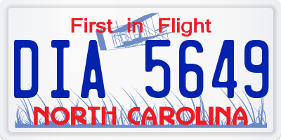 NC license plate DIA5649