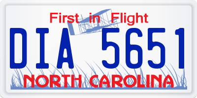 NC license plate DIA5651