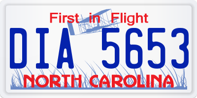 NC license plate DIA5653