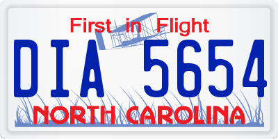 NC license plate DIA5654