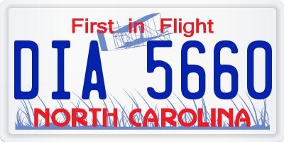 NC license plate DIA5660