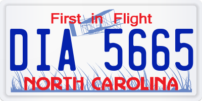 NC license plate DIA5665