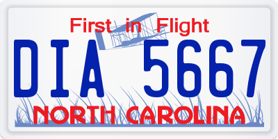 NC license plate DIA5667