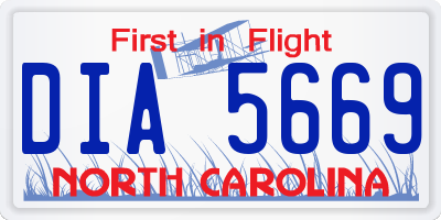 NC license plate DIA5669