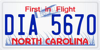NC license plate DIA5670
