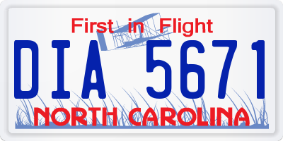 NC license plate DIA5671