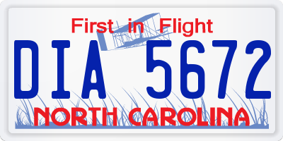 NC license plate DIA5672