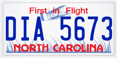 NC license plate DIA5673