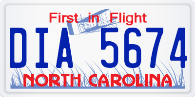 NC license plate DIA5674
