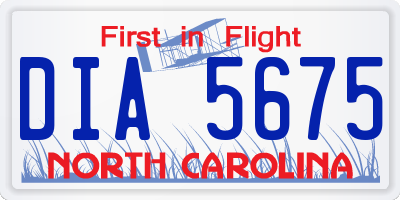 NC license plate DIA5675