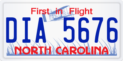 NC license plate DIA5676