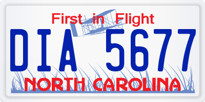 NC license plate DIA5677