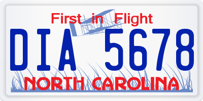 NC license plate DIA5678