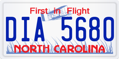 NC license plate DIA5680