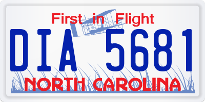 NC license plate DIA5681