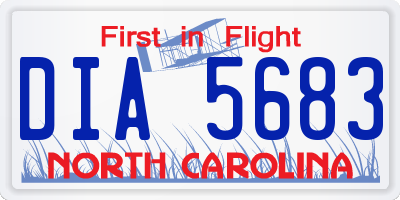 NC license plate DIA5683