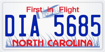 NC license plate DIA5685