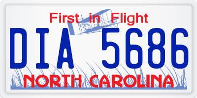 NC license plate DIA5686