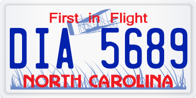 NC license plate DIA5689