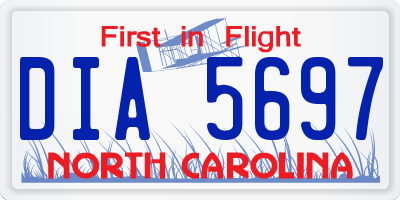 NC license plate DIA5697