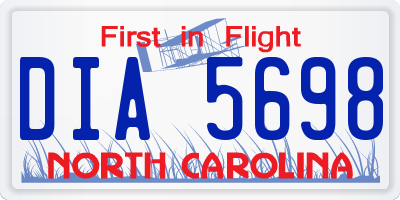NC license plate DIA5698