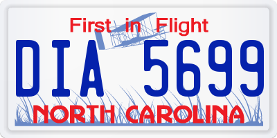 NC license plate DIA5699