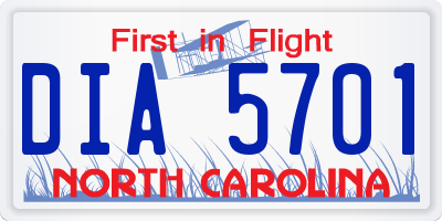 NC license plate DIA5701