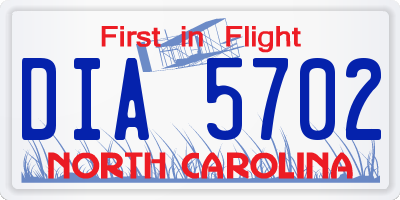 NC license plate DIA5702