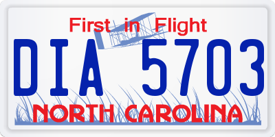 NC license plate DIA5703