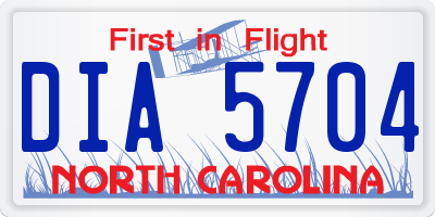 NC license plate DIA5704
