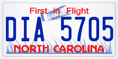 NC license plate DIA5705