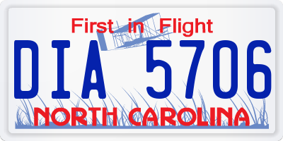 NC license plate DIA5706