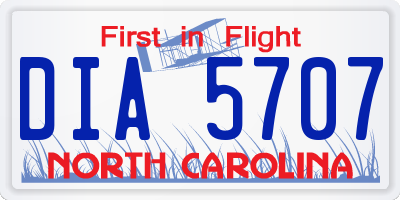 NC license plate DIA5707