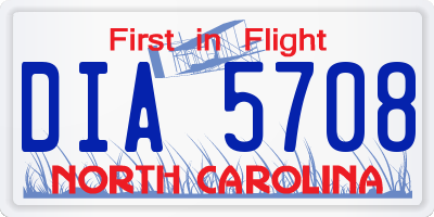 NC license plate DIA5708