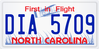 NC license plate DIA5709