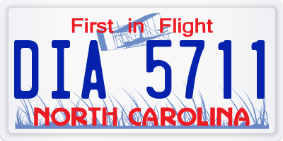 NC license plate DIA5711