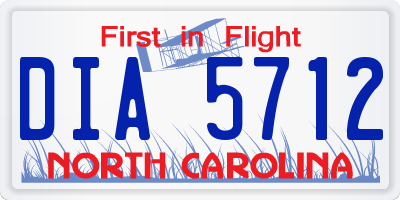NC license plate DIA5712